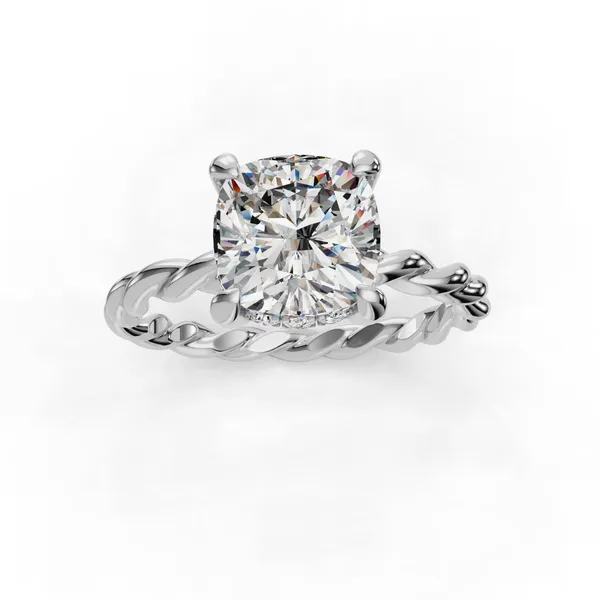 14K White Gold Cushion Engagement Ring Setting Image 4 SVS Fine Jewelry Oceanside, NY