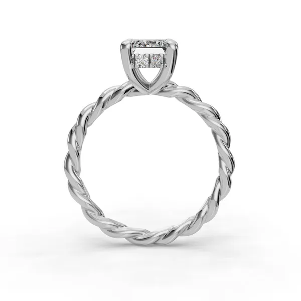 14K White Gold Emerald Engagement Ring Setting Image 2 SVS Fine Jewelry Oceanside, NY