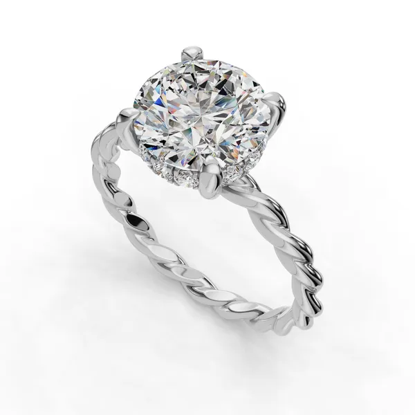 14K White Gold Round Engagement Ring Setting SVS Fine Jewelry Oceanside, NY