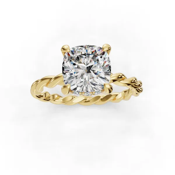 14K Yellow Gold Cushion Engagement Ring Setting Image 4 SVS Fine Jewelry Oceanside, NY