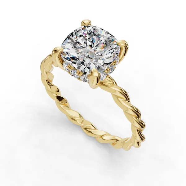 14K Yellow Gold Cushion Engagement Ring Setting SVS Fine Jewelry Oceanside, NY