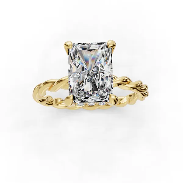 14K Yellow Gold Radiant Engagement Ring Setting Image 4 SVS Fine Jewelry Oceanside, NY