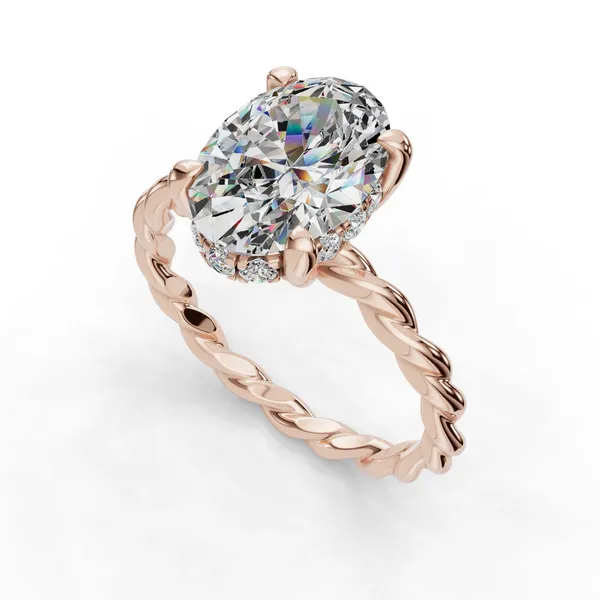 18K Rose Gold Oval Engagement Ring Setting SVS Fine Jewelry Oceanside, NY