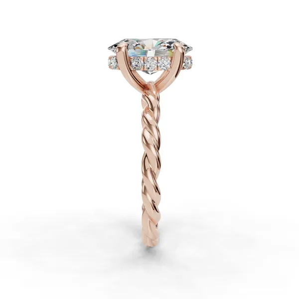 18K Rose Gold Oval Engagement Ring Setting Image 3 SVS Fine Jewelry Oceanside, NY