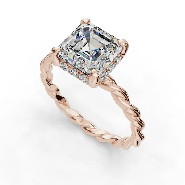 18K Rose Gold Asscher Engagement Ring Setting SVS Fine Jewelry Oceanside, NY