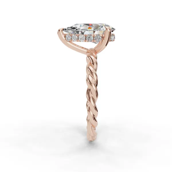 18K Rose Gold Pear Engagement Ring Setting Image 3 SVS Fine Jewelry Oceanside, NY