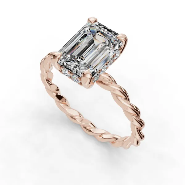 18K Rose Gold Emerald Engagement Ring Setting SVS Fine Jewelry Oceanside, NY