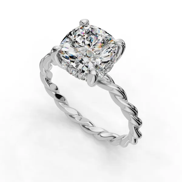 18K White Gold Cushion Engagement Ring Setting SVS Fine Jewelry Oceanside, NY
