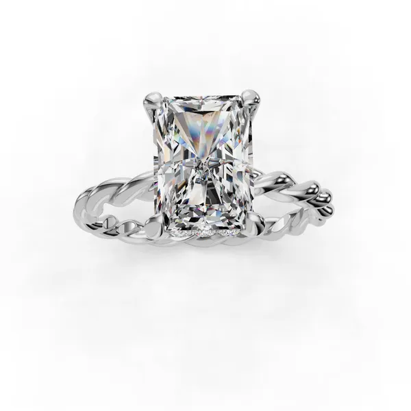 18K White Gold Radiant Engagement Ring Setting Image 4 SVS Fine Jewelry Oceanside, NY