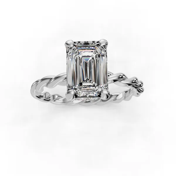 18K White Gold Emerald Engagement Ring Setting Image 4 SVS Fine Jewelry Oceanside, NY