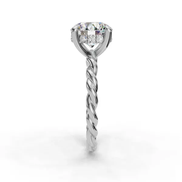 18K White Gold Round Engagement Ring Setting Image 3 SVS Fine Jewelry Oceanside, NY