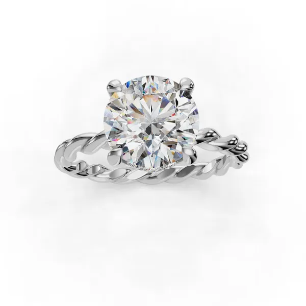 18K White Gold Round Engagement Ring Setting Image 4 SVS Fine Jewelry Oceanside, NY