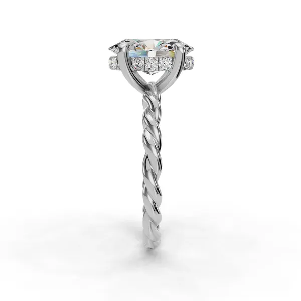 18K White Gold Oval Engagement Ring Setting Image 3 SVS Fine Jewelry Oceanside, NY