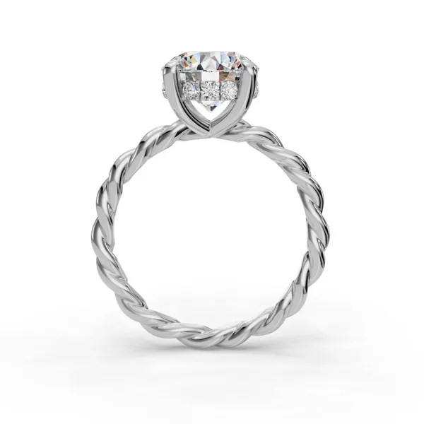 18K White Gold Round Engagement Ring Setting Image 2 SVS Fine Jewelry Oceanside, NY