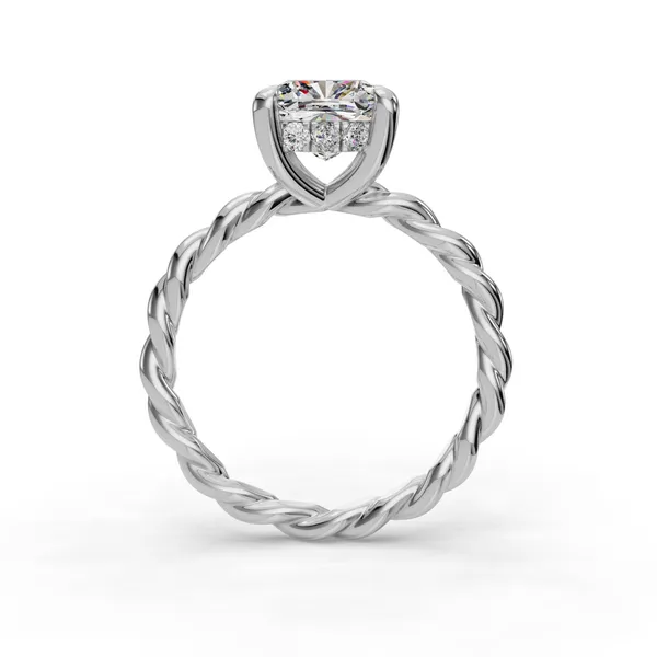 18K White Gold Cushion Engagement Ring Setting Image 2 SVS Fine Jewelry Oceanside, NY