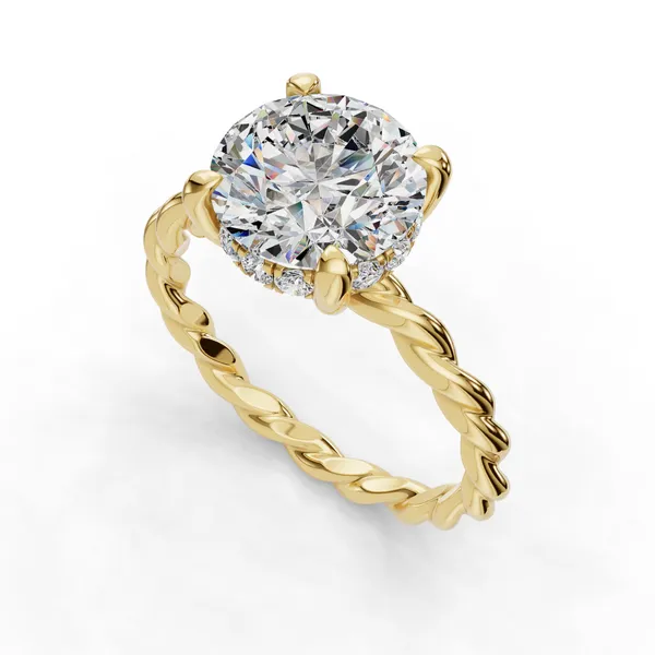 18K Yellow Gold Round Engagement Ring Setting SVS Fine Jewelry Oceanside, NY