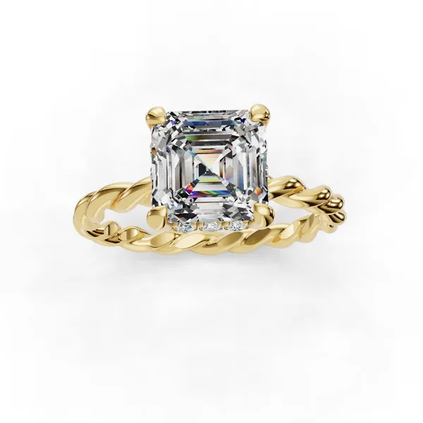 18K Yellow Gold Asscher Engagement Ring Setting Image 4 SVS Fine Jewelry Oceanside, NY