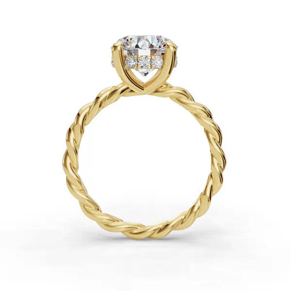 18K Yellow Gold Round Engagement Ring Setting Image 2 SVS Fine Jewelry Oceanside, NY