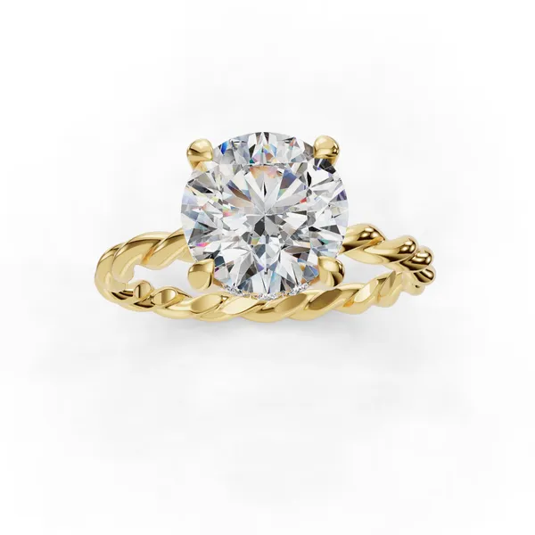 18K Yellow Gold Round Engagement Ring Setting Image 4 SVS Fine Jewelry Oceanside, NY