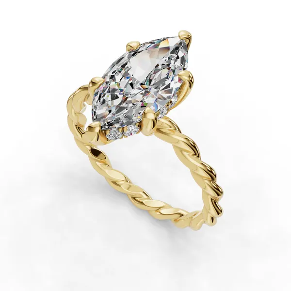 18K Yellow Gold Marquise Engagement Ring Setting SVS Fine Jewelry Oceanside, NY