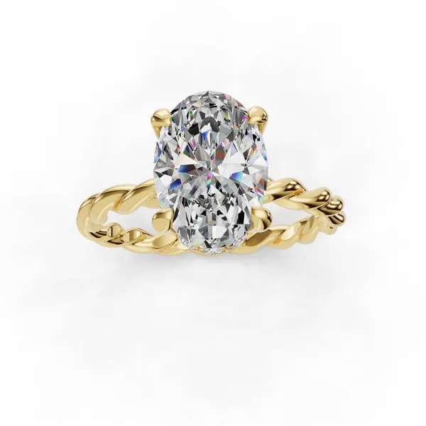 18K Yellow Gold Oval Engagement Ring Setting Image 4 SVS Fine Jewelry Oceanside, NY