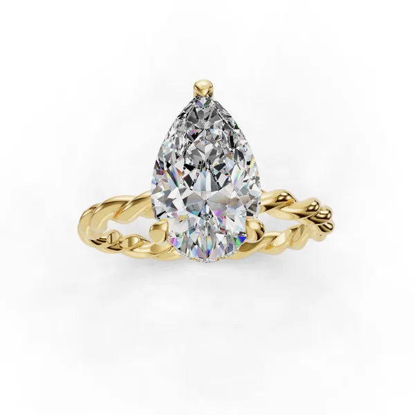 18K Yellow Gold Pear Engagement Ring Setting Image 4 SVS Fine Jewelry Oceanside, NY