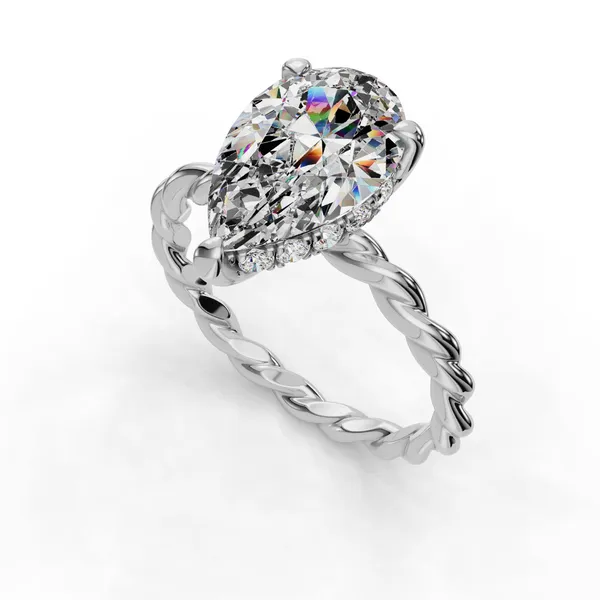 Platinum Pear Engagement Ring Setting SVS Fine Jewelry Oceanside, NY