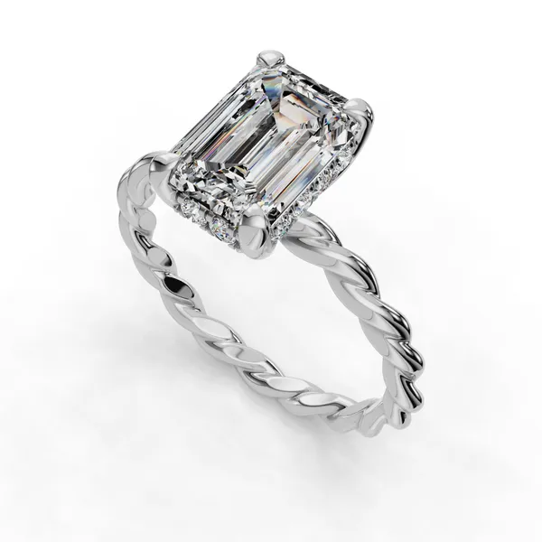 Platinum Emerald Engagement Ring Setting SVS Fine Jewelry Oceanside, NY