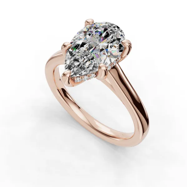 14K Rose Gold Pear Engagement Ring Setting SVS Fine Jewelry Oceanside, NY
