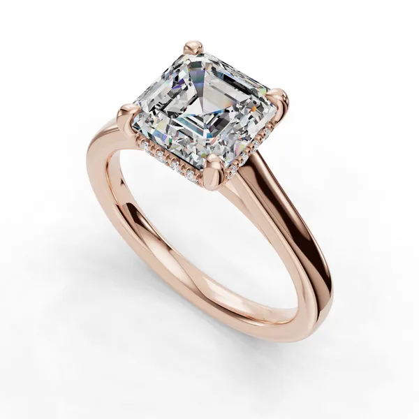 14K Rose Gold Asscher Engagement Ring Setting SVS Fine Jewelry Oceanside, NY