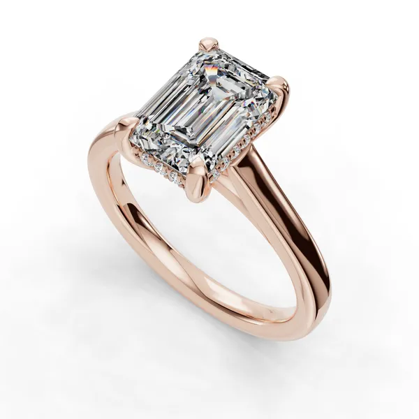 14K Rose Gold Emerald Engagement Ring Setting SVS Fine Jewelry Oceanside, NY