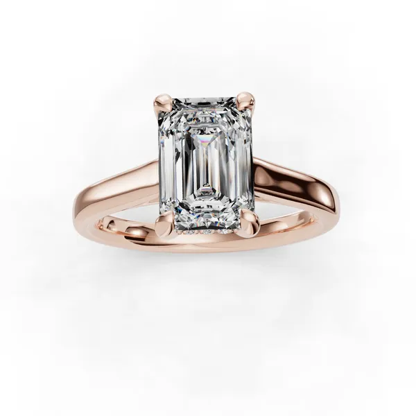 14K Rose Gold Emerald Engagement Ring Setting Image 4 SVS Fine Jewelry Oceanside, NY