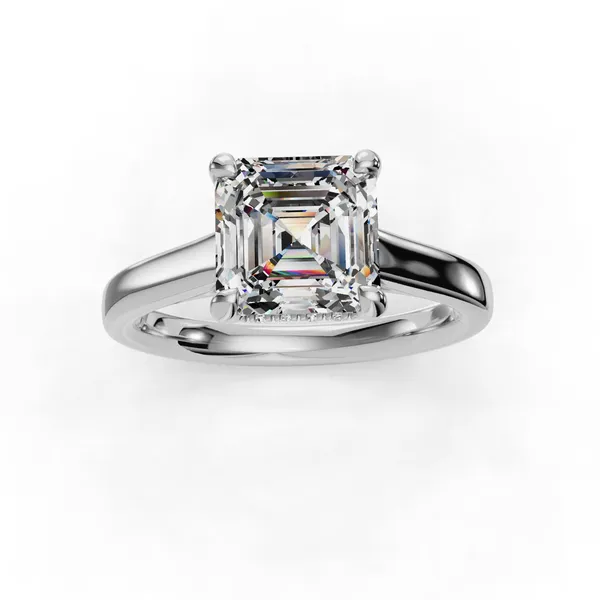 14K White Gold Asscher Engagement Ring Setting Image 4 SVS Fine Jewelry Oceanside, NY