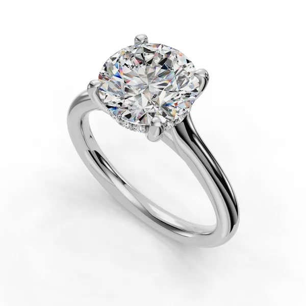 14K White Gold Round Engagement Ring Setting SVS Fine Jewelry Oceanside, NY