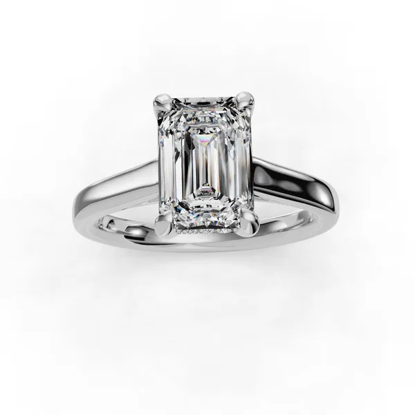 14K White Gold Emerald Engagement Ring Setting Image 4 SVS Fine Jewelry Oceanside, NY