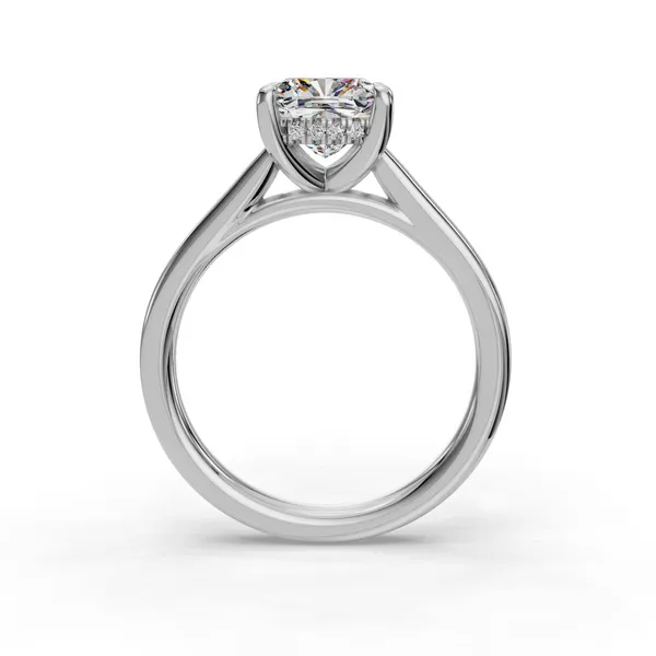 14K White Gold Cushion Engagement Ring Setting Image 2 SVS Fine Jewelry Oceanside, NY