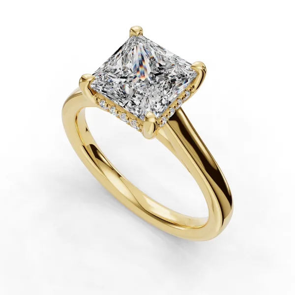 14K Yellow Gold Princess Engagement Ring Setting SVS Fine Jewelry Oceanside, NY