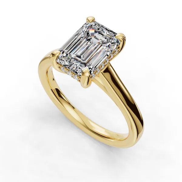 14K Yellow Gold Emerald Engagement Ring Setting SVS Fine Jewelry Oceanside, NY