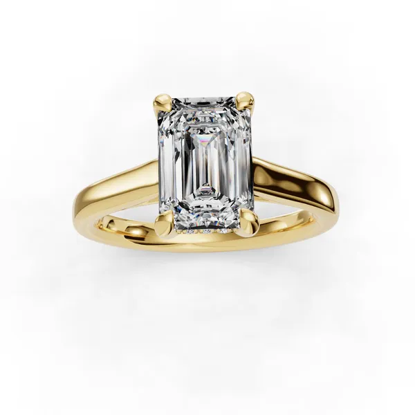 14K Yellow Gold Emerald Engagement Ring Setting Image 4 SVS Fine Jewelry Oceanside, NY