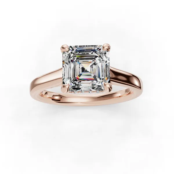 18K Rose Gold Asscher Engagement Ring Setting Image 4 SVS Fine Jewelry Oceanside, NY