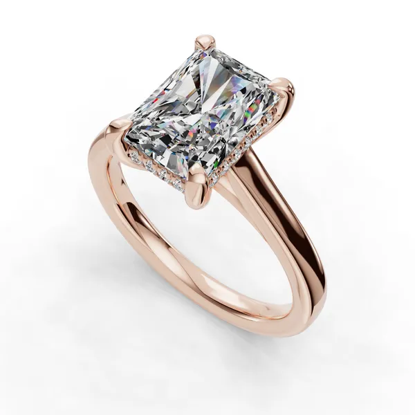 18K Rose Gold Radiant Engagement Ring Setting SVS Fine Jewelry Oceanside, NY