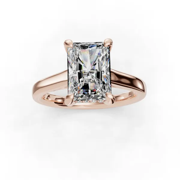 18K Rose Gold Radiant Engagement Ring Setting Image 4 SVS Fine Jewelry Oceanside, NY
