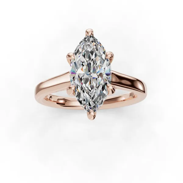 18K Rose Gold Marquise Engagement Ring Setting Image 4 SVS Fine Jewelry Oceanside, NY
