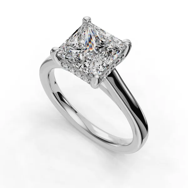 18K White Gold Princess Engagement Ring Setting SVS Fine Jewelry Oceanside, NY
