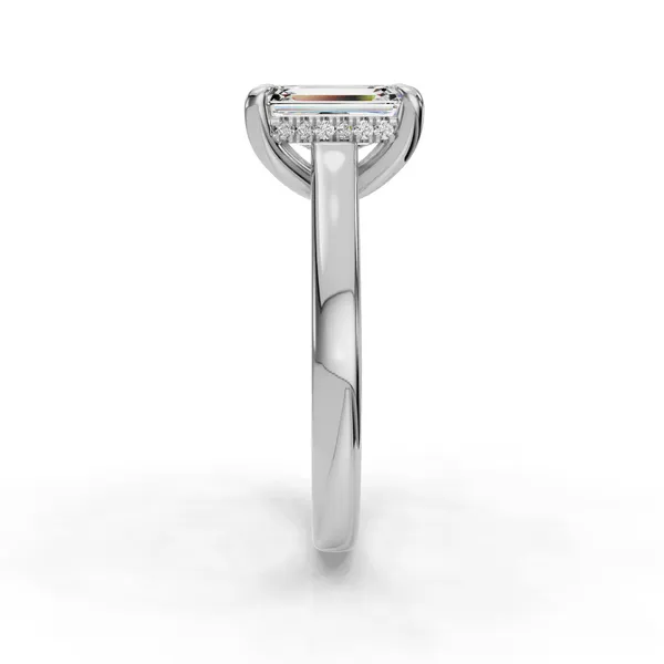 18K White Gold Emerald Engagement Ring Setting Image 3 SVS Fine Jewelry Oceanside, NY