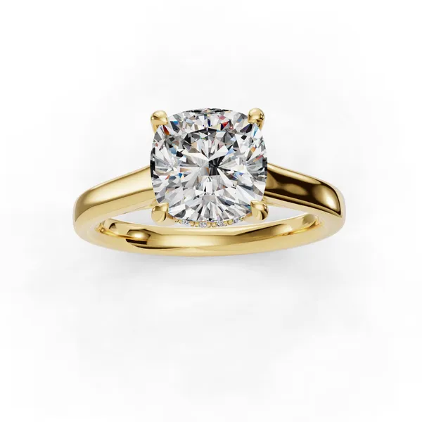 18K Yellow Gold Cushion Engagement Ring Setting Image 4 SVS Fine Jewelry Oceanside, NY