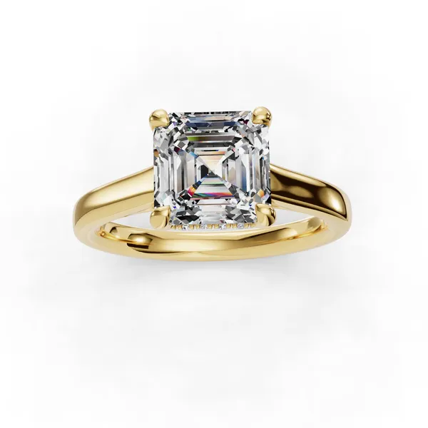 18K Yellow Gold Asscher Engagement Ring Setting Image 4 SVS Fine Jewelry Oceanside, NY