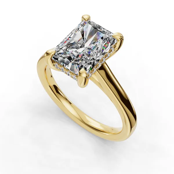 18K Yellow Gold Radiant Engagement Ring Setting SVS Fine Jewelry Oceanside, NY