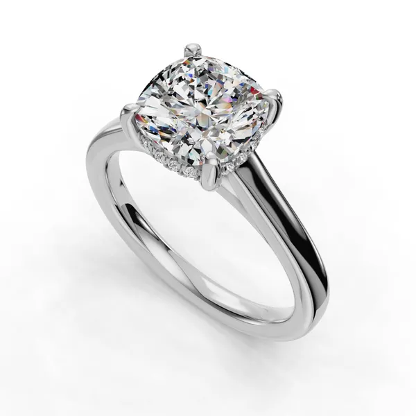 Platinum Cushion Engagement Ring Setting SVS Fine Jewelry Oceanside, NY