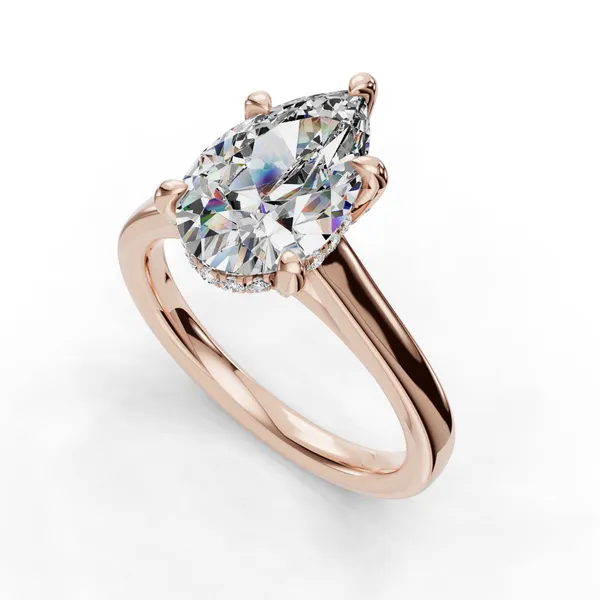 14K Rose Gold Pear Engagement Ring Setting SVS Fine Jewelry Oceanside, NY